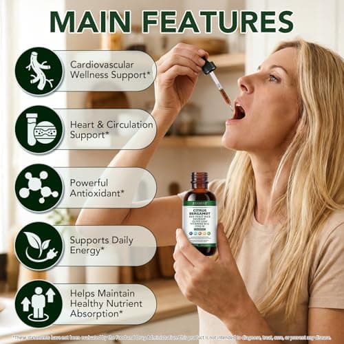 Red Rice Yeast for Cholesterol Support - High Absorption Cholesterol Support Blend with Red Rice Yeast Extract Liquid, Soursop Drops, Garlic, Olive Leaf, Citrus Bergamot & Vitamin C D3 - 2 Fl Oz (1) - Thumbnail 4