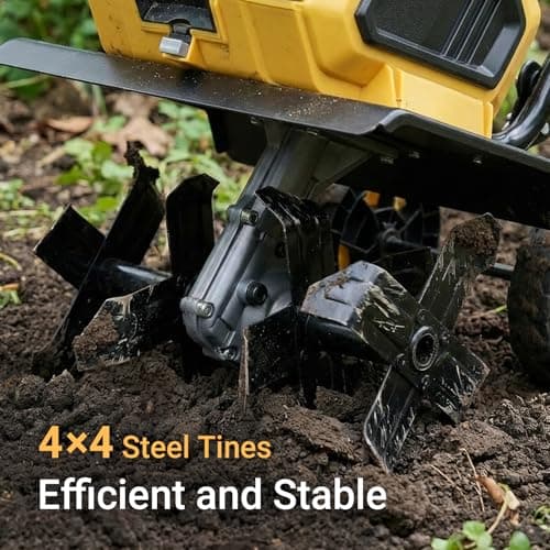 40v Cordless Brushless Rototiller Compatible with Dewalt 20V Battery(Tool Bare), 14.2in Electric Garden Tiller Cultivator, 8.7in Depth, Foldable, Adjustable Wheels for Lawn, Soil Prep, Grass Reseeding - Thumbnail 3