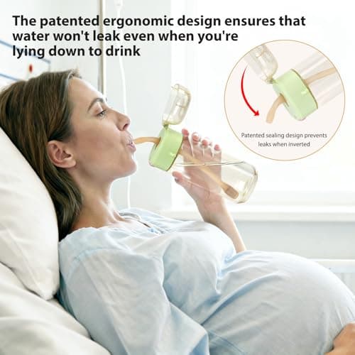 PPSU Water Bottle for Postpartum & Bedridden Care, Sip-Controlled Flow & Anti-Choking Design, Patented Leak-Proof Easy Drinking Cup with Straw, Spill-Proof for Seniors, Pregnancy & Recovery(17oz) - Thumbnail 2