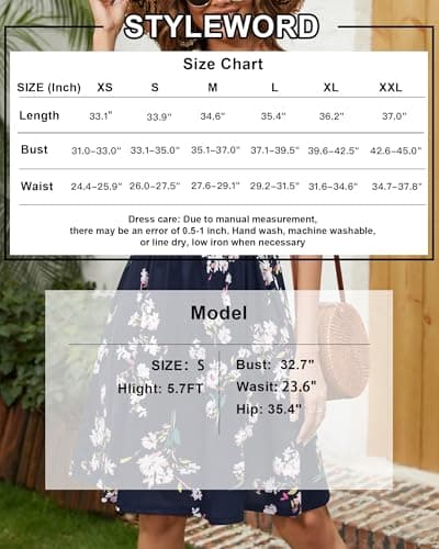 STYLEWORD Women's Summer Sundress Spaghetti Strap V Neck Casual Flowy Sundress with Pocket Cruise Outfits 2026(Wine-429,M) - Thumbnail 6