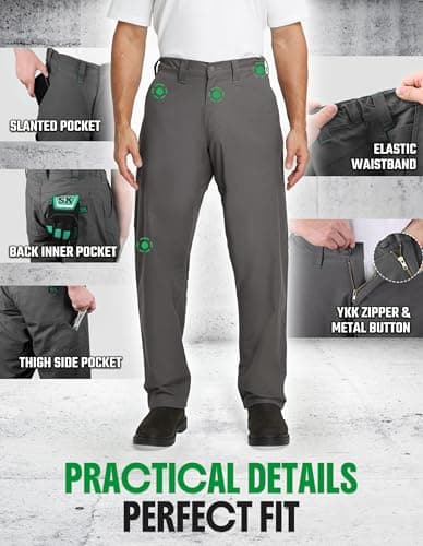 SKPRO Men's Utility Pants, Durable Stretch Work Pants, Dark Grey, 38W x 30L - Thumbnail 5