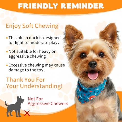 VOXGET Dog Calming Duck Toys, 2026 New Interactive Duck Toy with Quack Sound and Crazy Crinkle for Puppy Teething, Soft Stuffed Plush Calming Duck Toy for Dogs Reduce Boredom -Yellow, 9.8"x8.6"(S) - Thumbnail 2