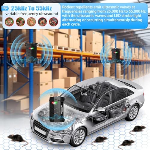 Rodent Repellent for Car Engines, Mouse Repellent Ultrasonic Rodent Repeller, Variable Frequency Ultrasonic&LED Strobe Lights, Keep Mice Away from Car Engines, Indoors, Outdoors, Rooms (2-Pack) - Thumbnail 2