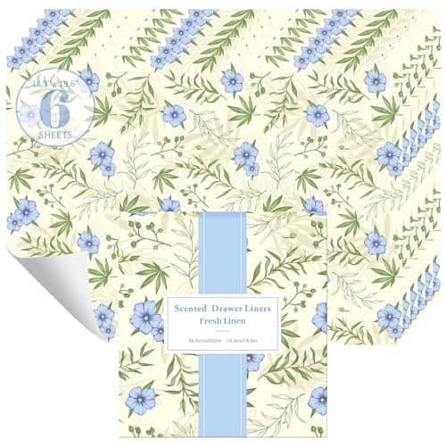 STRN Drawer Liners for Dresser, Linen Fragrant Drawer Liner 6 Sheets, Non-Adhesive Drawer Paper Liner for Bedroom Shelf Closet, Shoe Chest - Image 1