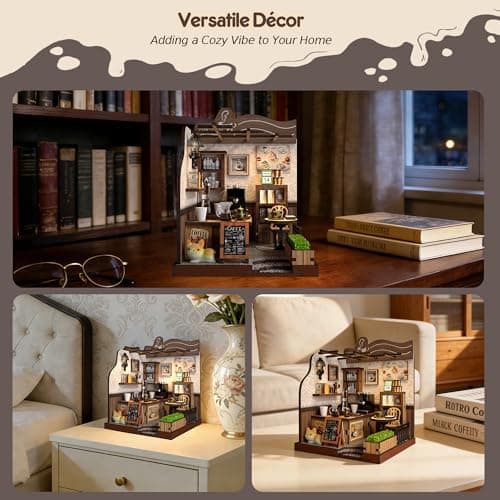 Soothee DIY Miniature Kit - 3D Puzzles for Adults & Teens, Book Nooks and Model Building Kits for Bookshelf Decor, Relaxing Craft & Unique Gift for Craft Lovers (Country Cafe) - Thumbnail 5