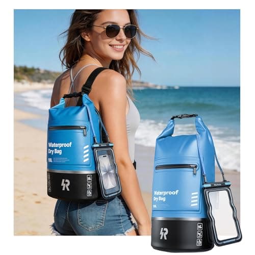 Rorhxia 10L Waterproof Dry Bag, [Upgraded Waterproof & Tearproof] with Bonus Phone Waterproof Case, Roll Top Floating Waterproof Storage Bag for Kayaking, Beach, Fishing, Gym, Camping Outdoor