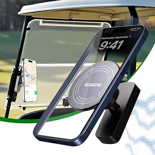 Soagrc Golf Cart Phone Holder - Magnetic Phone Mount for MagSafe & Universal Phones, 360° Adjustable, Fits EZGO & More, Ideal Golf Gift for Men & Women (Black) - Image 1