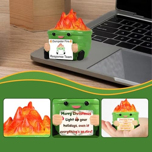 TTDOM Dumpster Fire Desk Accessories Encouragement Gifts with 4 Interchangeable Positive Cards Funny Motivational Gifts Office Humor Desk Decor Appreciation Gift for Coworkers Employees Friends - Thumbnail 6