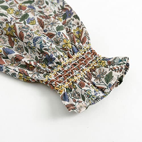 Curipeer Baby Girls Long Sleeve Fall Floral Dress Flower Printed Toddler Ruffle Dress for Autumn and Spring Brown 7T - Thumbnail 5