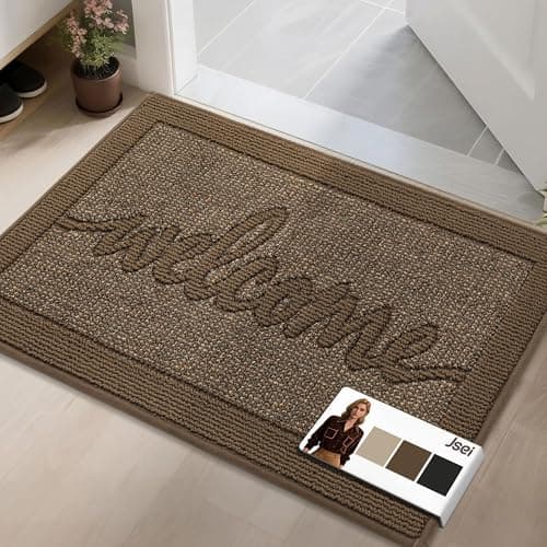 JSEI Door Mat 24"x 36",Absorbent Dirt Welcome Mat,Non-Slip Entryway Rugs Washable Indoor Entrance Mats,Low Profile Floor Mat for Entryway and Front Back Door,Brown - Image 1