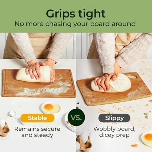 Keechee Bamboo Cutting Board with Non-slip Mat, Cutting Boards for Kitchen Meal Prep & Serving - Wood Serving Board Sets with Deep Juice Groove Ideal Kitchen Gifts - Thumbnail 4