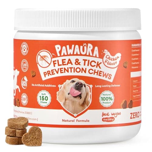 PAWAURA Flea & Tick Prevention Chews for Dogs – 150 Soft Chews – Effective Flea and Tick Treatment, Skin & Coat Health, Immune Support for All Dog Sizes - Image 1