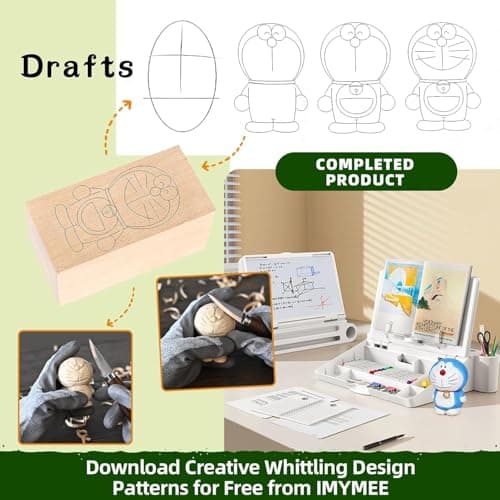 IMYMEE Wood Whittling Kit for Beginners-Complete Whittling Set with 4pcs Wood Carving Knives & 8pcs Basswood Wood Blocks-Perfect Wood Carving Kit Set-Includes Wood Carving Tools for Adults and Kids - Thumbnail 2