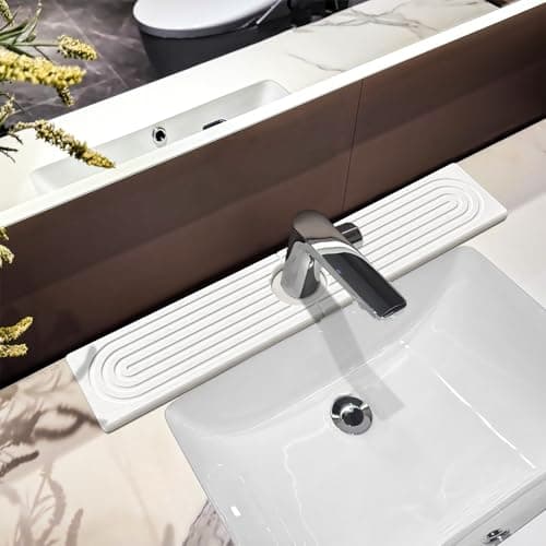 Faucet Mat For Kitchen Sink, 20" Diatomite Absorbent Faucet Mat, Sink Stone Quick Dry Around Faucet, Super Absorbent, Sink Splash Guard For Kitchen Counter (White) - Image 1