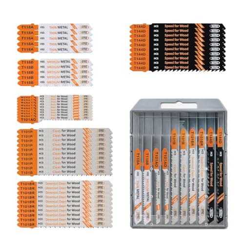 50PCS T Shank Jigsaw Blades Set - BGTEC HCS/HSS Jig Saw Blades for Wood, Plastic and Metal Cutting(T118A,T118B,T101AO,T101B,T101BR,T144D) - Image 1