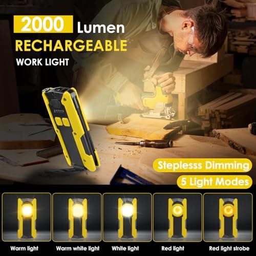 Rechargeable LED Work Light, OTYTY 40W 2000LM Magnetic Work Light Battery Powered Portable Flood Light with Gooseneck Flashlight for Car Repairing, Camping, Inspection (GFY) - Thumbnail 3