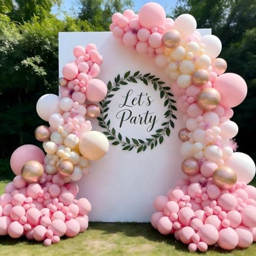 Valentines Day Decorations Pink Balloon Garland Arch Kit 162Pcs Rose Gold Pink Balloon Arch Kit for Girls Birthday Wedding Princess Theme Bridal Shower Galentines Day Decor - Image 1