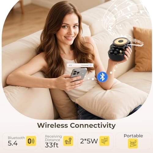 RichBird Speakers Bluetooth Wireless, Vintage Record Player Look, 3 in 1 Protable Cute Speakers with Aromatic Tray, Adjustable Ambient Lights for Home - Thumbnail 4