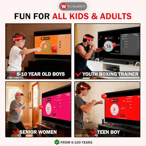 WiiMad Boxing Reflex Ball with App Punch Counter, Reaction Ball for Hand Eye Coordination Training, Boxing Equipment with Headband, Punching Game for Kids, Teens & Adults, Fitness Gift - Thumbnail 3