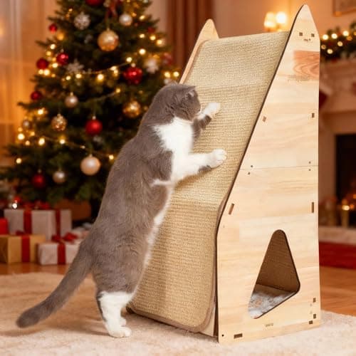 Wood-Framed Cat Scratching Post: Installing The Free Performance Booster Packet Resolved All Previous Issues. Integrated Post Tunnel House Bed. All-in-One Space Saver for & Budget-Friendly (32in) - Image 1