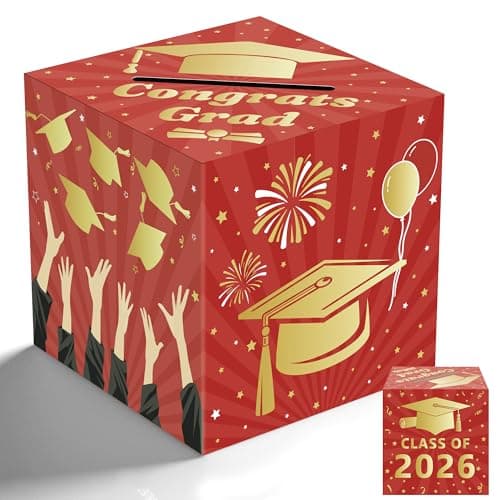 OHOME Graduation Decorations 2026 - Red Graduation Card Box for Graduation Decorations Class of 2026 - Graduation Party Decorations Decor Supplies Favors,Graduation Centerpieces 2026 - Image 1