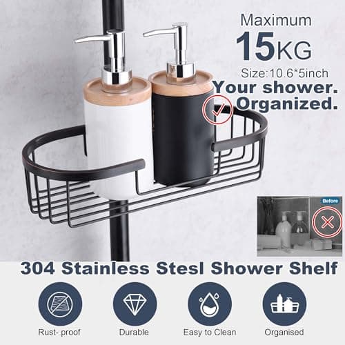 SonTiy Rain Shower Head System with Handheld Spray, 360° Adjustable Shower Arm Exposed Showerhead Kit with Caddy for Whole Family, 1.8 GPM, Oil Rubbed Bronze - Thumbnail 4