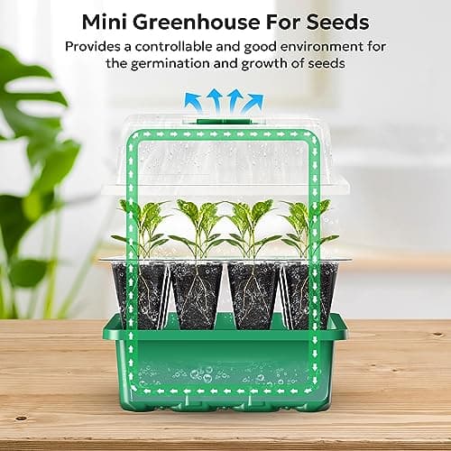 MIXC 10 Packs Seed Starter Tray Seed Starter Kit with Humidity Dome (120 Cells Total Tray) Seed Starting Trays Plant Starter Kit and Base Mini Greenhouse Germination Kit for Seeds Growing Starting - Thumbnail 4