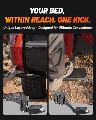 WOLFBOX Retractable Bed Step for 2016-2023 Toyota Tacoma, 330 LBS Heavy-Duty Truck Bed Step, Non-Slip Aluminum Tailgate Step Replace Easy Bolt-On - Thumbnail 3