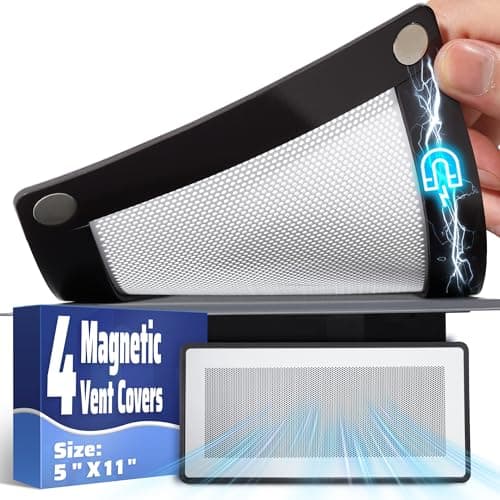 Magnetic Vent Covers - 5" x 11" Vent Screen Mesh Covers for Floor, Wall and Ceiling Registers of Width 5" to 6", Length 11" to 12", Strong Magnetic Floor Vent Covers, Non Peeling - White - Image 1