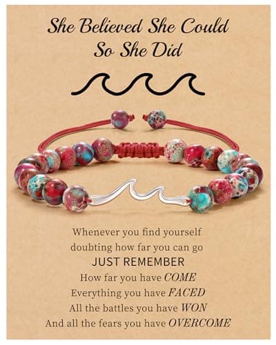 Inspirational Gifts for Women, Birthday Gifts for Women Wave Bracelet Beaded Inspirational Bracelets Cheer Up Gifts Spiritual Thoughtful Always Be Confident Birthday Gift Ideas Jewelry - Image 1