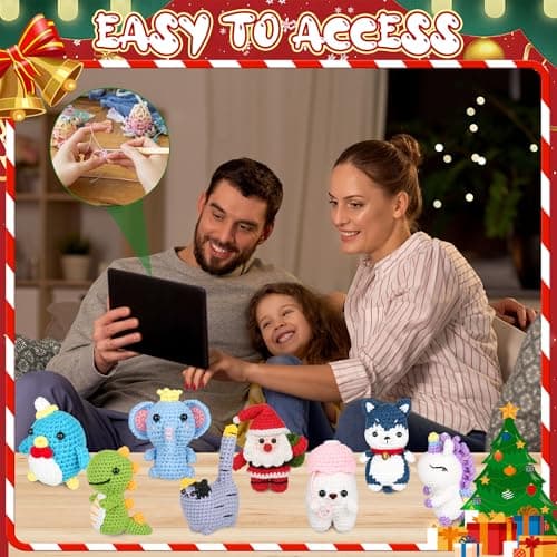 8Pcs Crochet Kit for Beginners, 2026 Great Christmas Gift for Crochet Lovers, DIY Craft for Adults and Kids, Crocheting Animal Kits with Step by Step Videos, Yarn, Crochet Hook, Birthday Holiday Gift - Thumbnail 4