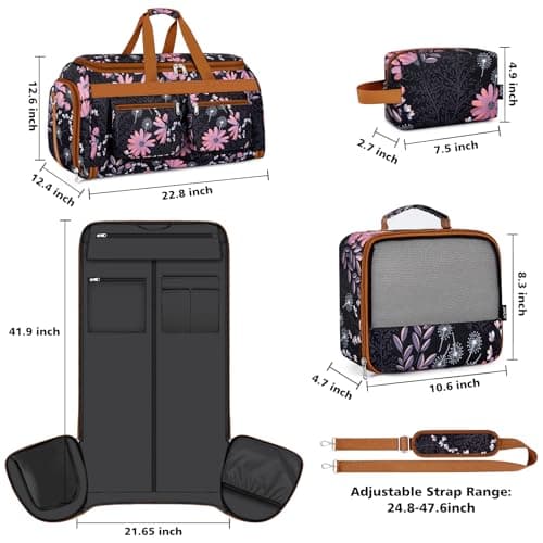 Convertible Garment Duffel Bags for Travel - Carry on Garment Duffle with Toiletry Bag Storage Bag Large Travel Duffel Bag 2 in 1 Hanging Suit Bag Weekender Bag for Men Women 3pcs Set - Thumbnail 5