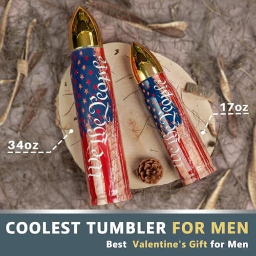 Funslive We the People American Flag, 250 Anniversary USA 34 oz Bullet Tumbler, Fishing Hunting Camping Mens Gifts Ideas, Gifts for Men Who Have Everything, Birthday Husband Him Men Gifts 2026 - Thumbnail 2