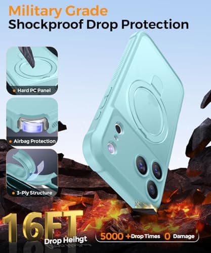 MOCCA Design for iPhone 17 Pro Max Case, Compatible with Magsafe [Premium Invisible Magnetic Ring Stand] [Military Drop Protection] Full Camera Guard Translucent Matte Slim Phone Cover 6.9",Blue - Thumbnail 5