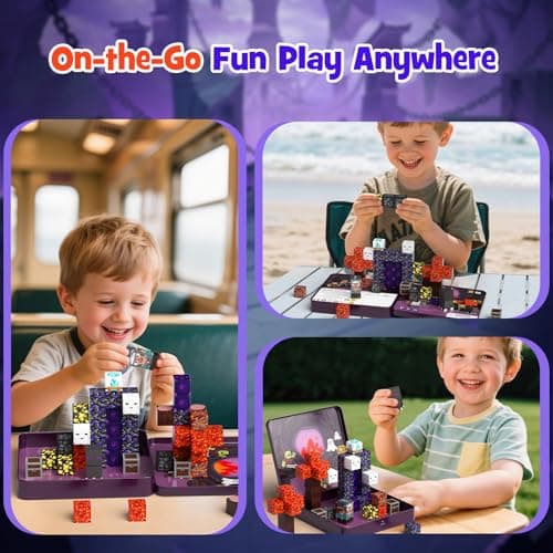 WMXDU Mini Magnetic Blocks, Magnetic Cubes Game with Iron Box 49 PCS Magnet Tiles Building Blocks Toddler Toy STEM Sensory Outdoor Creative Kids Travel Toys for 3+ Year Old - Thumbnail 2