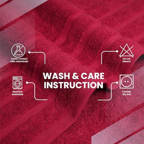 Infinitee Xclusives 100% Cotton Luxury Bath Towels Set of 2 (27x54 Inches) (Burgundy, Bath Towels - Pack 2) - Thumbnail 6