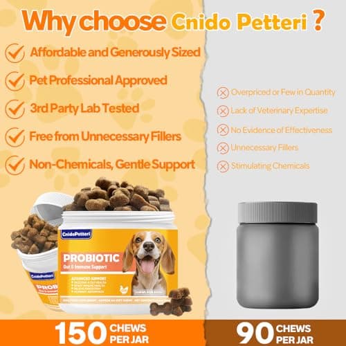 Probiotics for Dogs - 6 Digestive Probiotics & 6 Enzymes for Itchy Skin,Digestion & Gut Support,Helps Diarrhea, Yeast Infection, Upset Stomach,Allergies & Immune System Support-150 Chews - Thumbnail 4