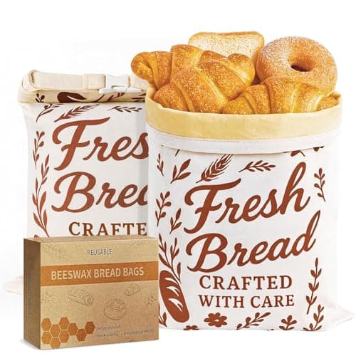 Beeswax Bread Bags for Sourdough & Homemade Bread XL 17x13 Inch, Reusable Bags for Homemade Bread Sourdough, 2 Packs Cotton Bread Storage Bags for Freezer & Refrigerator (Red)