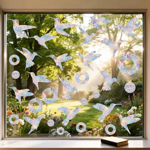 72 Pcs Window Decals to Prevent Bird Strikes - Anti-Collision Window Stickers for Birds, Rainbow Window Clings for Glass Windows, Reusable Static Clings for Bird Window Deterrent, No Glue Needed - Image 1