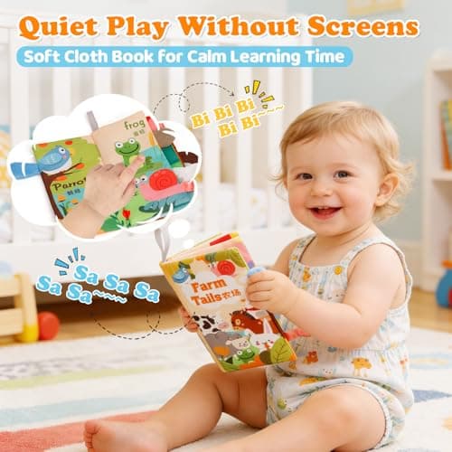 VuvuVoda Montessori Baby Toys for Toddlers 1-3, 7-in-1 Educational Activity Toy Set with Soft Cloth Book, Stacking Blocks & Learning Toys, Birthday Gifts for Boys Girls - Thumbnail 3