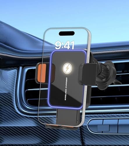 Car Mount Charger, 15W Fast Charging Auto Clamping Wireless Car Charger with 7-Color LED Lights, Air Vent Phone Holders for Your Car Accessory for iPhone Air 17 Pro Max 16 15 14 13 12, Galaxy S25 - Image 1