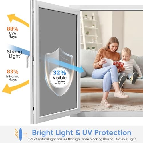 One Way Privacy Window Film - Reflective Window Tint for Home Heat Blocking & UV Protection, See Out Not in Mirror Daytime Privacy Static Clings for House & Glass Doors, 3 Tools, Silver(17.5"x78.7") - Thumbnail 2