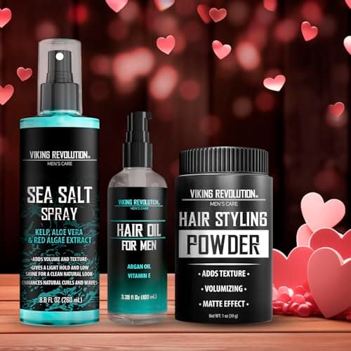 Viking Revolution Sea Salt Spray for Hair Men (8fl oz), Hydrating Hair Oil for Men with Vitamin E (3.38fl oz) and Styling Powder (1oz) - Mens Styling Texturizing Kit - Thumbnail 2