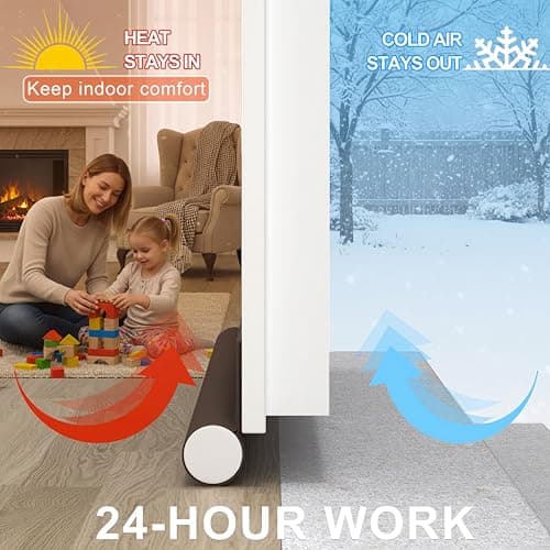 Door Draft Stopper Bottom One Sided Door Draft Blockers，37" Cutable Under Door Draft Blocker Insulator Door Sweep Weather Stripping Soundproof，Fits for Interior／Exterior Doors，1 Pack,Brown - Thumbnail 3