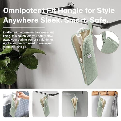 KarSyon Hot Tools Organizer Heat Resistant Mat Case Hair Tools Holder Travel Bag Portable Hair Styling Tools Cover Pouch for Curling Iron,Flat Iron,Hair Straightener (Sage Green) - Thumbnail 4