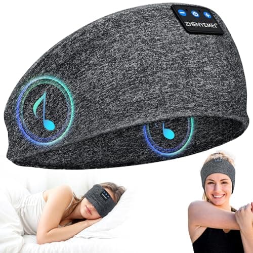 ZHENYEMEI Sleep Headphones Wireless Bluetooth 5.4 Headband, Sports Earphones Sleep Earbuds with HD Stereo Speaker Microphone for Workout Jogging Yoga Insomnia Air Travel Meditation Unique Gifts Gray - Image 1