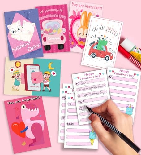 HSHFAMIIY Valentines Day Cards for Kids School, 24 Sheets Valentines Cards for Kids Classroom, Valentine's Day Gifts for Kids, Exchange Kids Gifts for School - Thumbnail 4