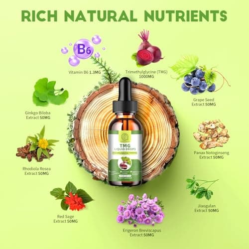 TMG Supplements 1000MG - Trimethylglycine Liquid Drops, Betaine High Absorption, Supports Methylation, Liver Wellness & Cognitive, Non-GMO, Vegan, Blood Orange Flavor, 2 Fl.Oz (2 Pack) - Thumbnail 2