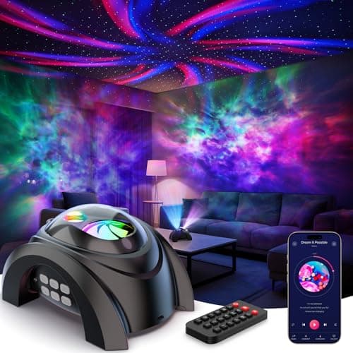 Rossetta Dual Lens Galaxy Projector, Star Projector for Bedroom with 58 Light Effects, Night Light Projector with White Noise & Bluetooth Speaker, Remote Timer, Easter Room Decor Gift for Kids Adults - Image 1
