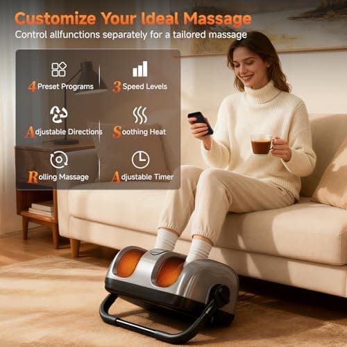 ALLYOUGER 2026 Upgraded Foot Massager with Heat - Shiatsu Deep Kneading Machine for Plantar Fasciitis, Neuropathy & Circulation - 5 Intensities, 4 Modes - Ideal Gifts for Women & Men - Thumbnail 2